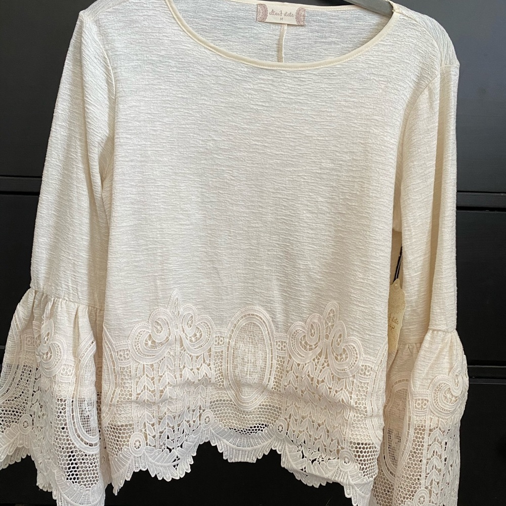 Altar’d State lace trimmed blouse - Picture 1 of 4